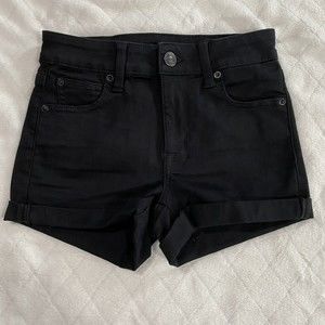 American Eagle Size 0 Hi Rise Shortie Black Jean Shorts Light Next Level Stretch